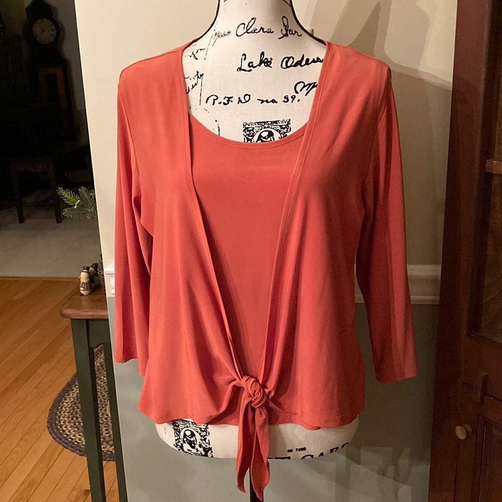 NWOT! Bleaker & McDougal orange front tie top